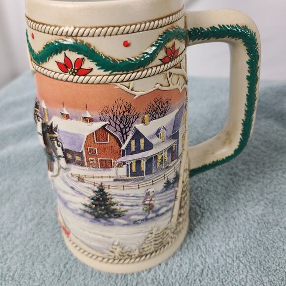 Budweiser Holiday Stein "American Homestead" Clydesdale Horses Collection 1996 - Picture 5 of 11